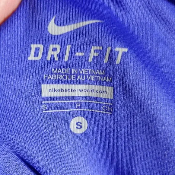 Nike Womens Small Purple with Light Blue Mesh Active Short Sleeve Dri-Fit Shirt - Picture 7 of 10